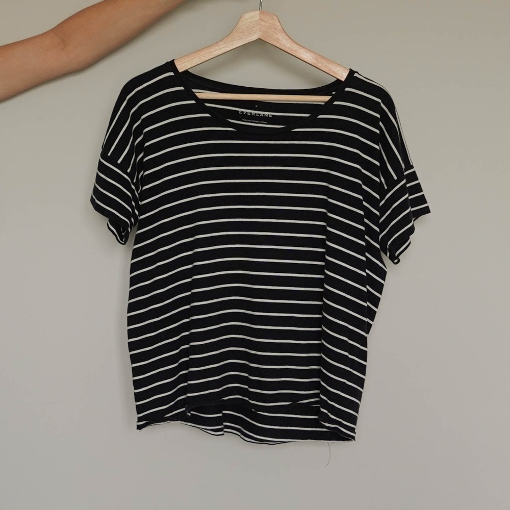 White & Black Stripes Tee by Everlane